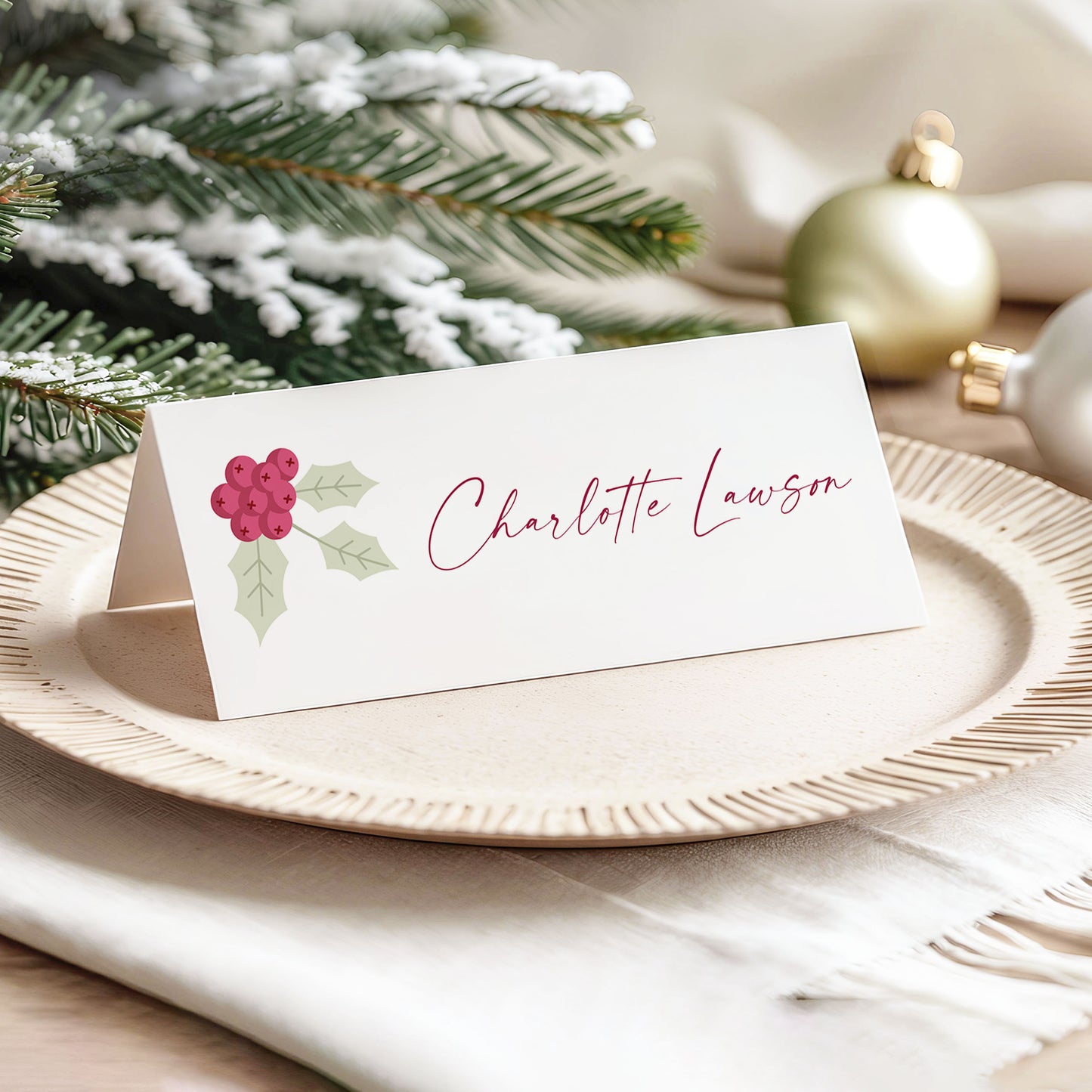 Christmas Name Card Place Setting | Custom Place Card Wedding | Table Place Setting Personalised | Name Card Table Menu | Printed