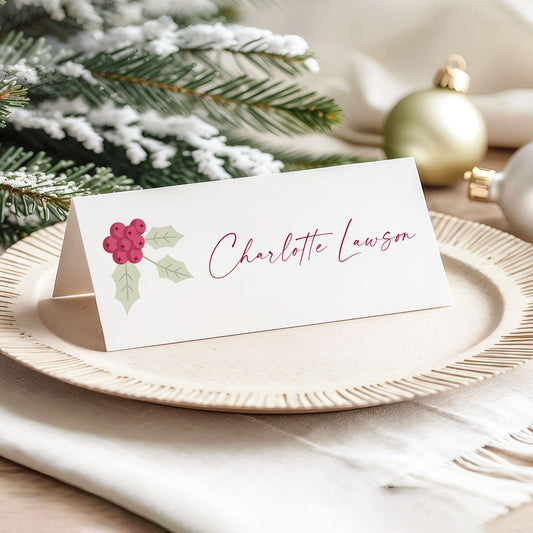 Christmas Name Card Place Setting | Custom Place Card Wedding | Table Place Setting Personalised | Name Card Table Menu | Printed