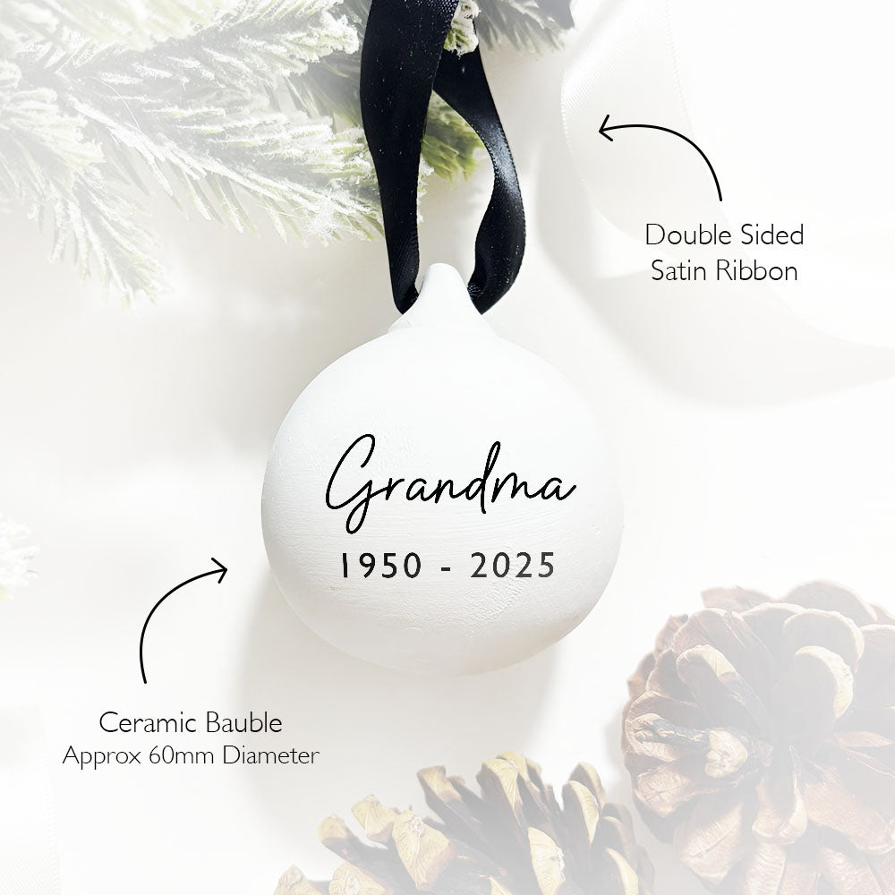 Personalised In Memory Of Christmas Baubles | Tree Decoration, Family Keepsake | Small Gift