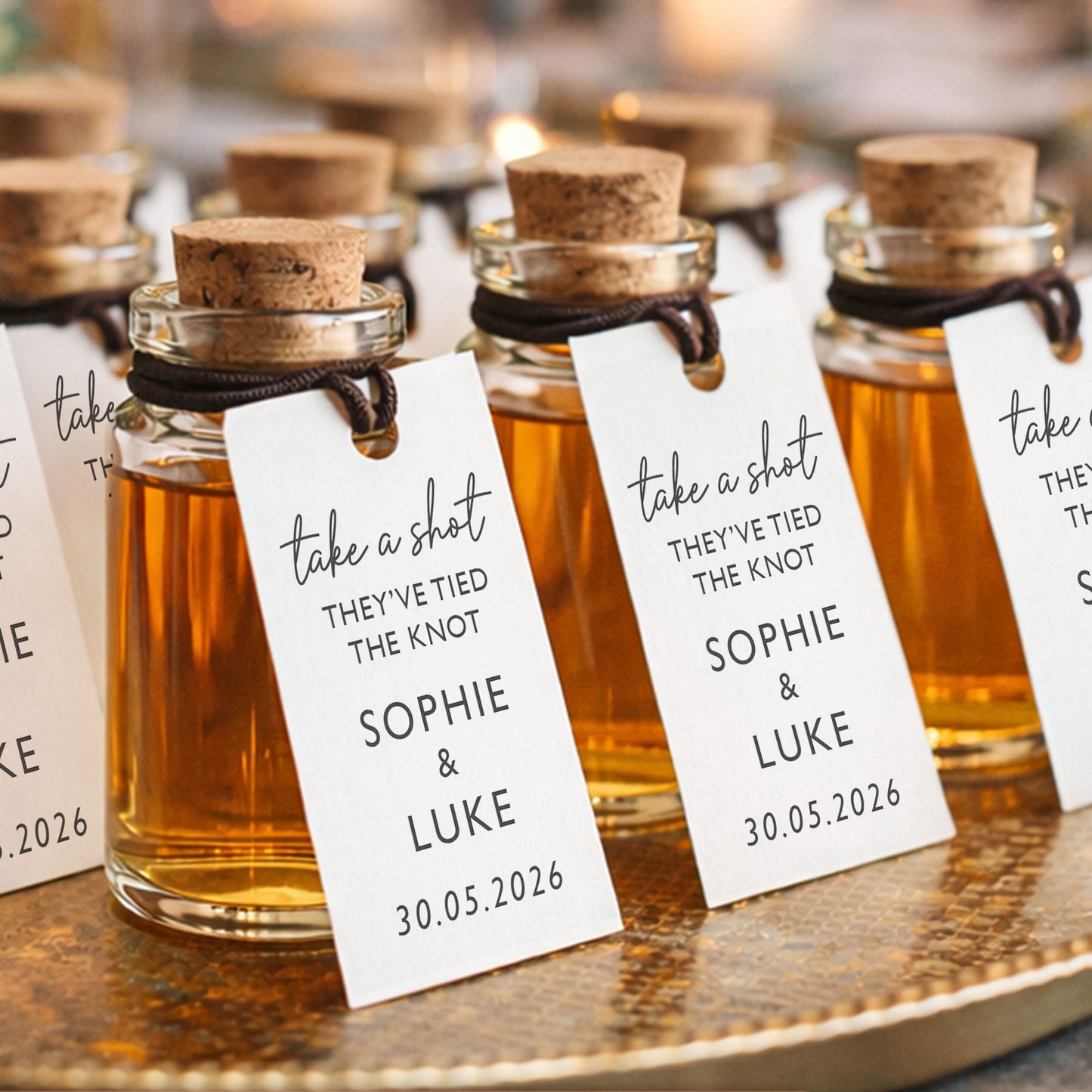 Tied the Knot Wedding Favours Take A Shot Favour Wedding Tags Shot Bottle Rustic Wedding Wedding Favour Idea Ready Made Wedding Favour Bags