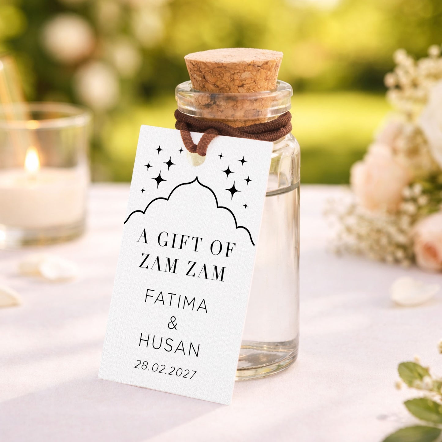 Zam Zam Water Bottle Favour Islamic Wedding Favours Bottle Zam Stars Ready Made Cork Bottle Favour Blessing Holy Favor Duas Bottle Barakah Favour (Copy)