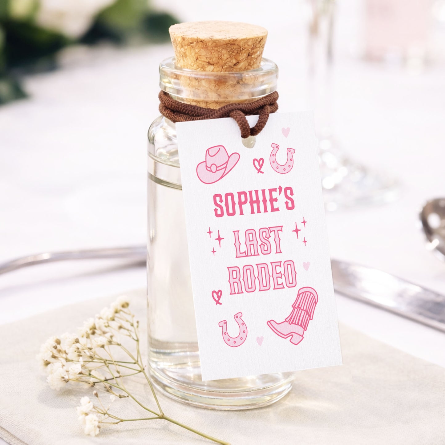 Last Rodeo Hen Party Shot Bottles For Hen Do Favours Glass Bottle 30ml Mini Prosecco Bottles for Hen Party Shot Bottles Cowgirl Theme