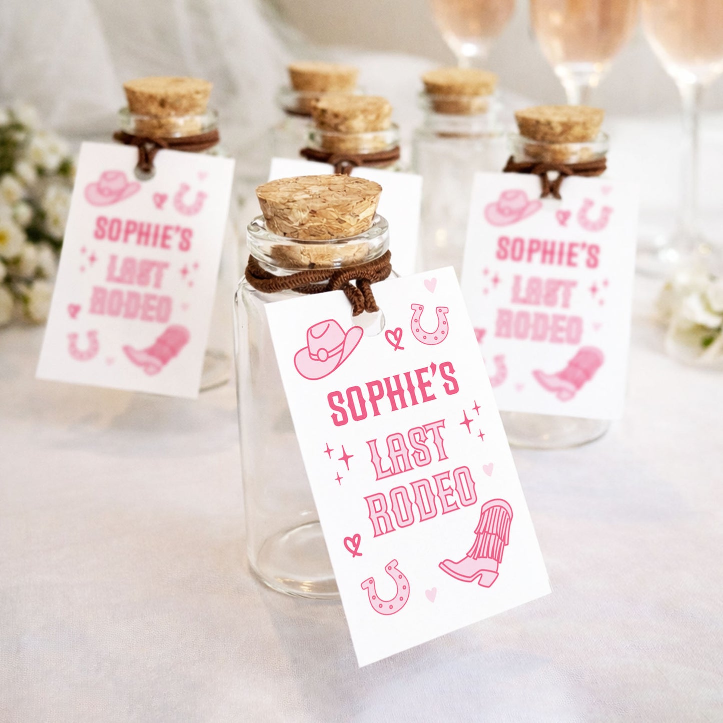 Last Rodeo Hen Party Shot Bottles For Hen Do Favours Glass Bottle 30ml Mini Prosecco Bottles for Hen Party Shot Bottles Cowgirl Theme