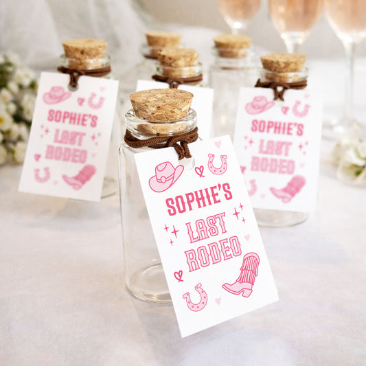 Last Rodeo Hen Party Shot Bottles For Hen Do Favours Glass Bottle 30ml Mini Prosecco Bottles for Hen Party Shot Bottles Cowgirl Theme