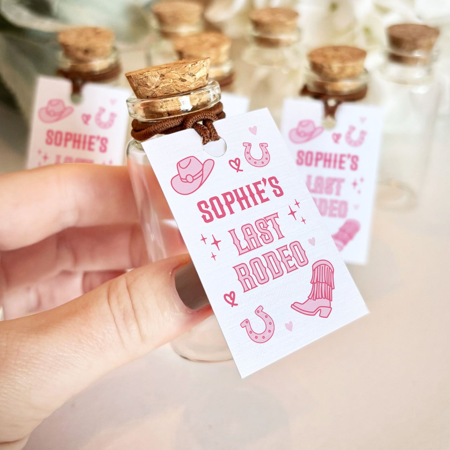 Last Rodeo Hen Party Shot Bottles For Hen Do Favours Glass Bottle 30ml Mini Prosecco Bottles for Hen Party Shot Bottles Cowgirl Theme