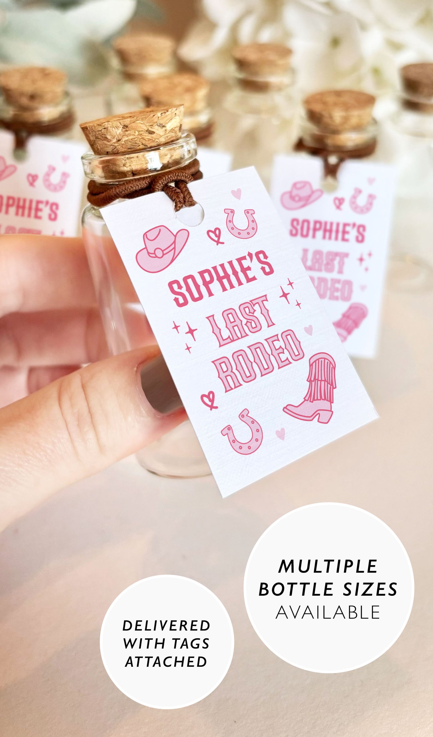 Last Rodeo Hen Party Shot Bottles For Hen Do Favours Glass Bottle 30ml Mini Prosecco Bottles for Hen Party Shot Bottles Cowgirl Theme