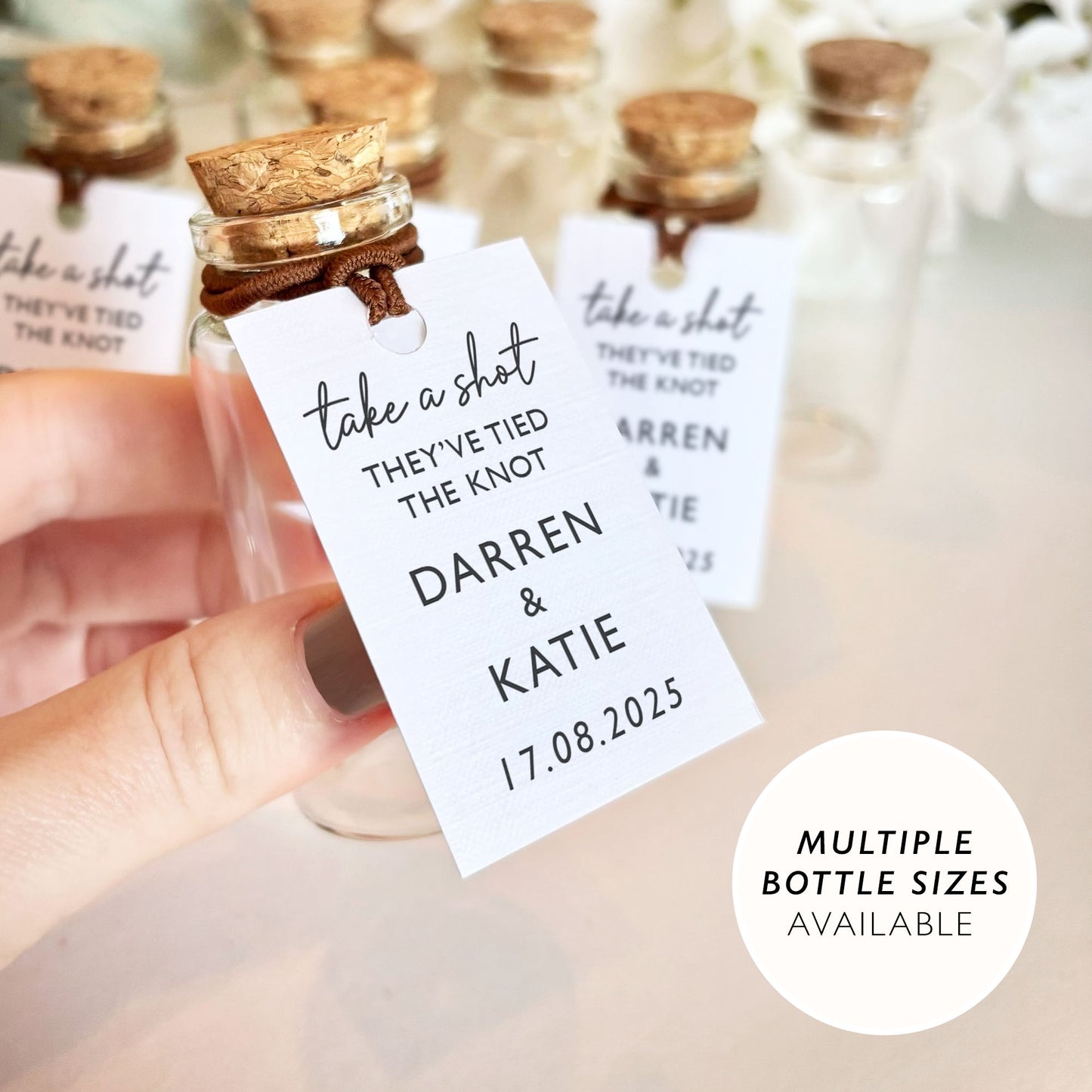 Tied the Knot Wedding Favours Take A Shot Favour Wedding Tags Shot Bottle Rustic Wedding Wedding Favour Idea Ready Made Wedding Favour Bags