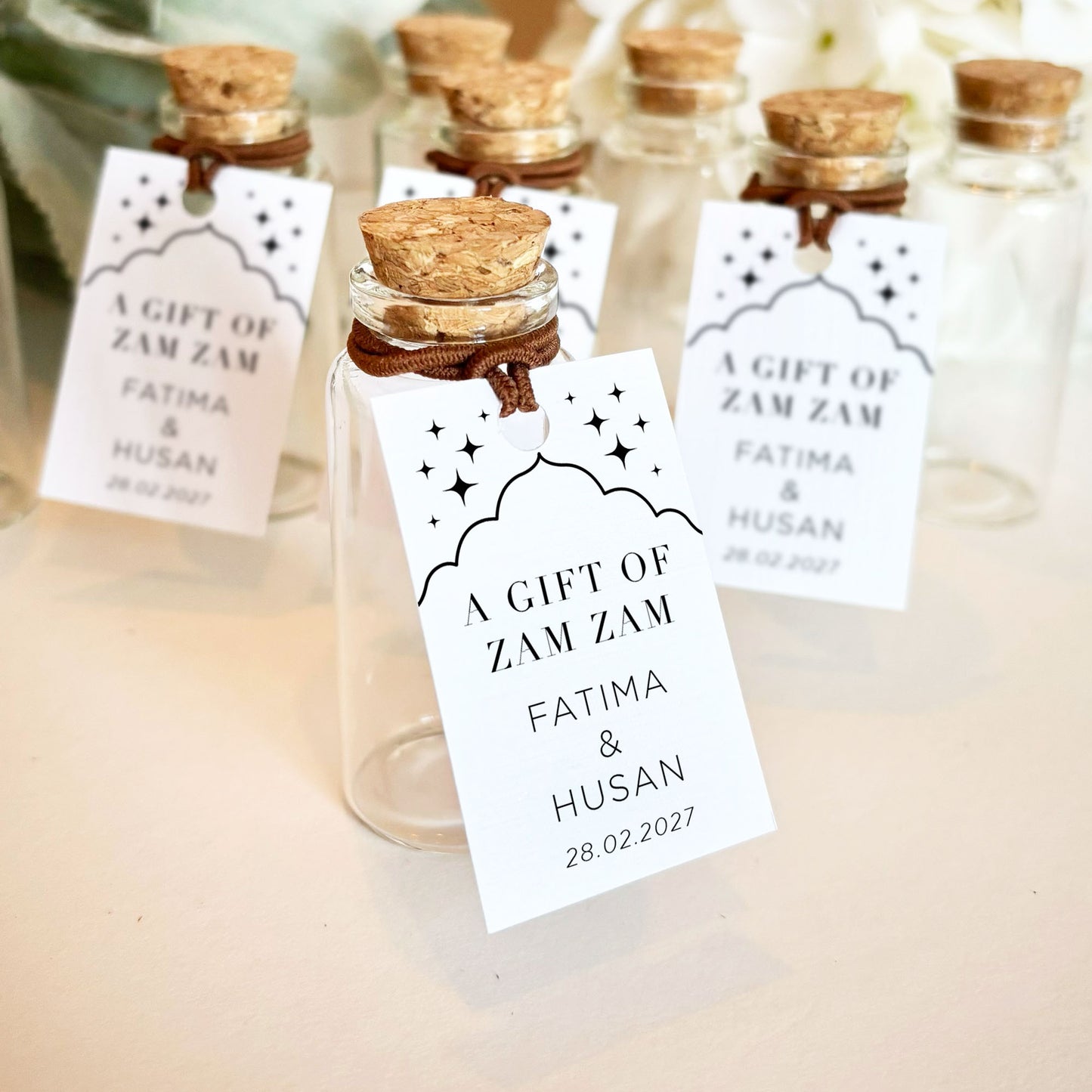 Zam Zam Water Bottle Favour Islamic Wedding Favours Bottle Zam Stars Ready Made Cork Bottle Favour Blessing Holy Favor Duas Bottle Barakah Favour (Copy)