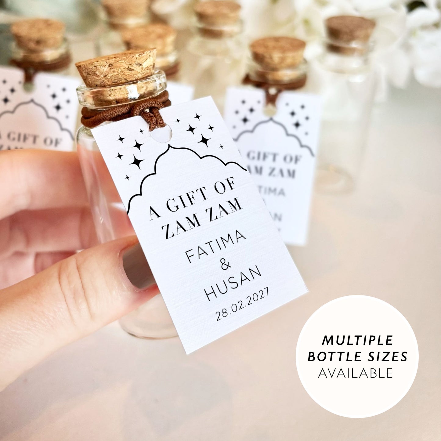 Zam Zam Water Bottle Favour Islamic Wedding Favours Bottle Zam Stars Ready Made Cork Bottle Favour Blessing Holy Favor Duas Bottle Barakah Favour (Copy)