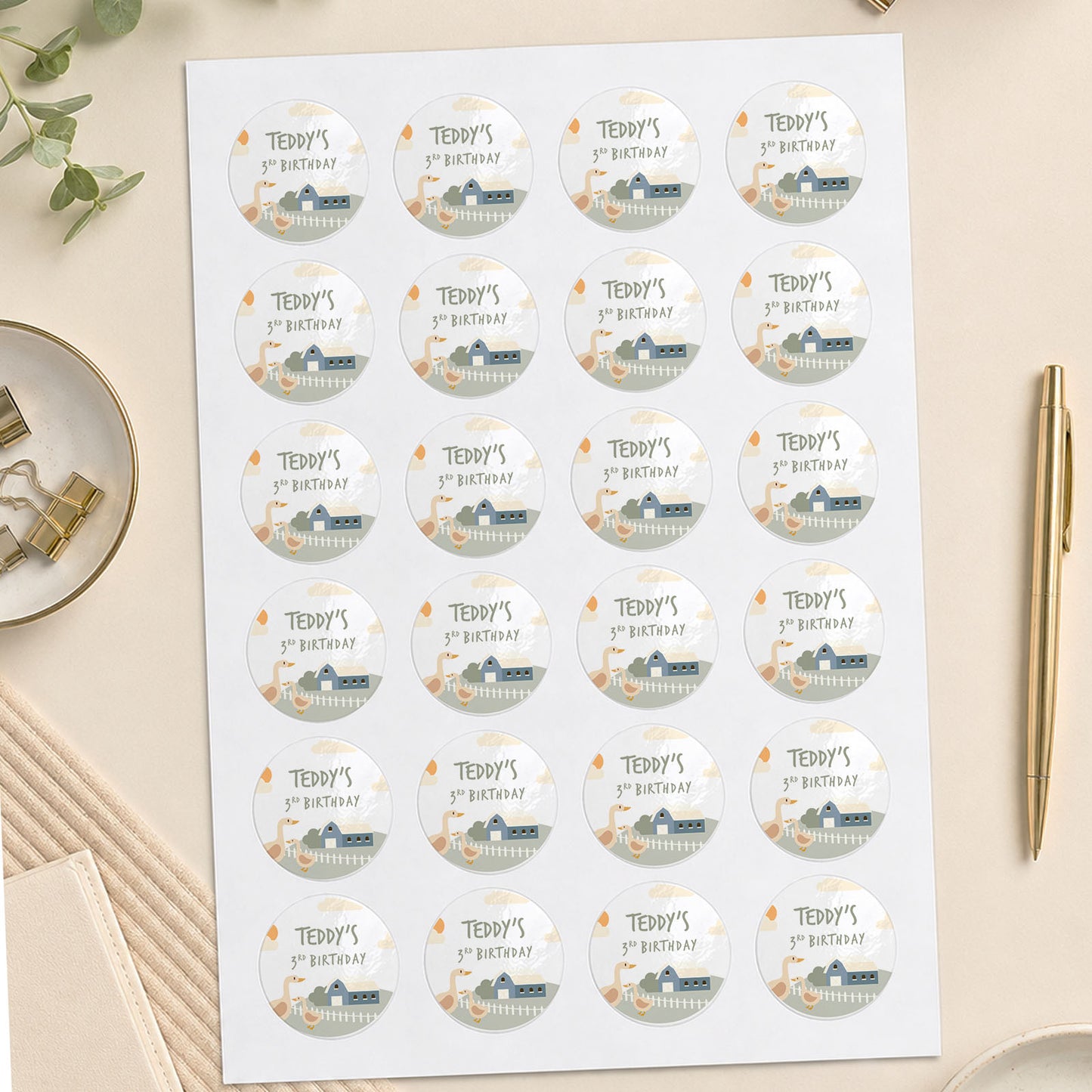 Personalised Farm Birthday Stickers Farm Theme Favour Stickers Animal Birthday Sweet Favours Farm Yard Birthday Decor Farm Party Idea