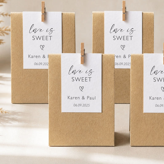 Sweet Wedding Favour Bags Chocolate Sweet Wedding Favors Eco Friendly Wedding Wedding Favours Love is Sweet Favours His Hers Favourite