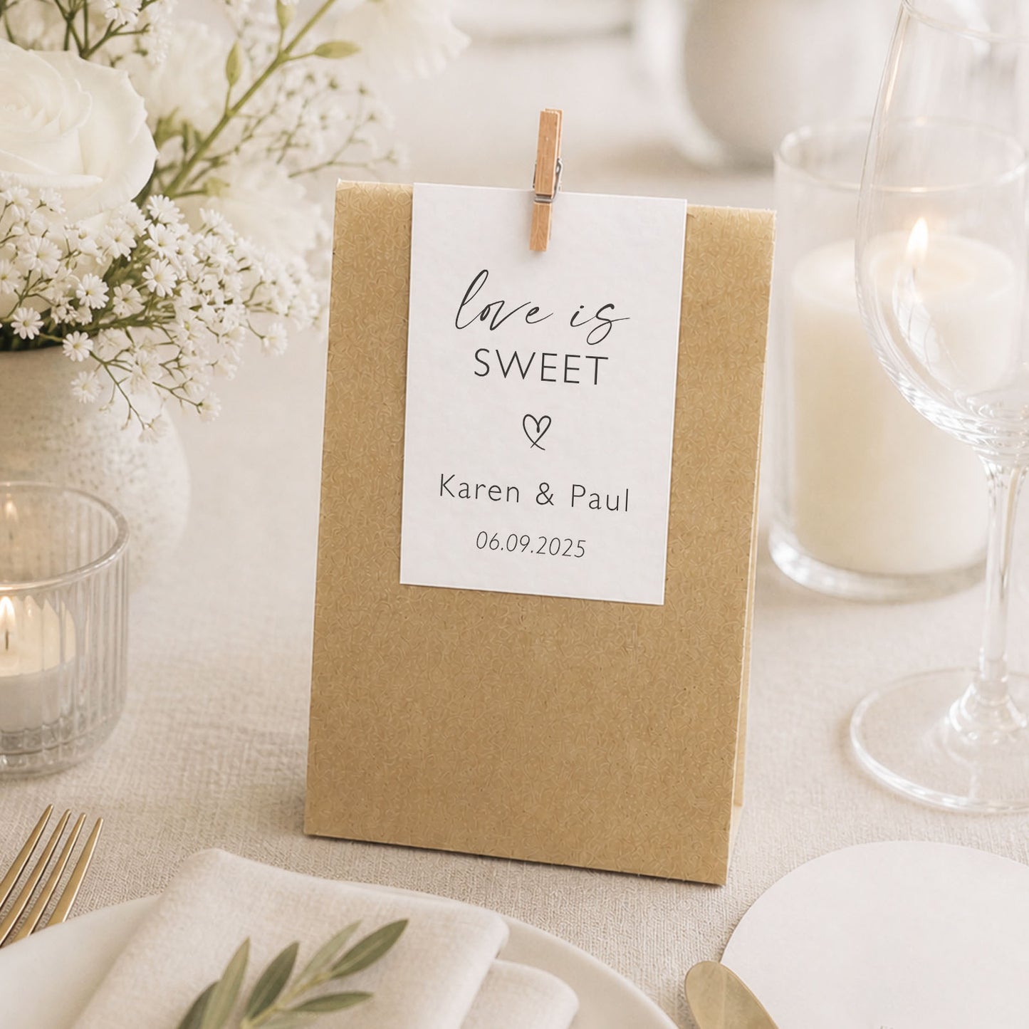 Sweet Wedding Favour Bags Chocolate Sweet Wedding Favors Eco Friendly Wedding Wedding Favours Love is Sweet Favours His Hers Favourite