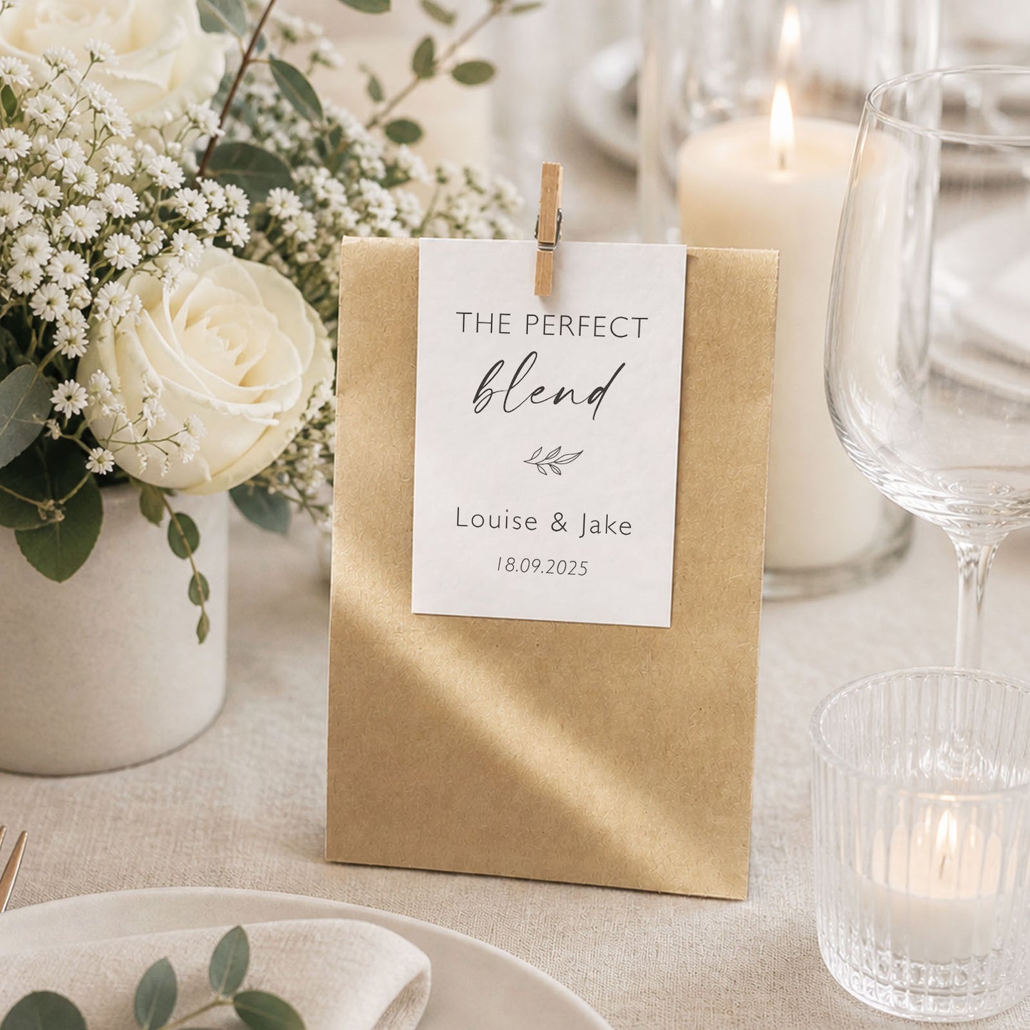Perfect Blend Wedding Favour Bags Coffee Theme Perfect Blend Tea Wedding Favors Eco Friendly Wedding Wedding Favours Coffee Wedding Favor