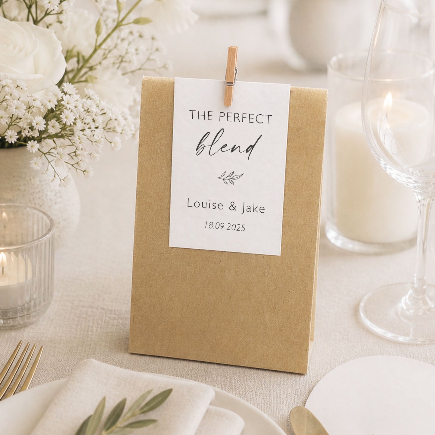 Perfect Blend Wedding Favour Bags Coffee Theme Perfect Blend Tea Wedding Favors Eco Friendly Wedding Wedding Favours Coffee Wedding Favor