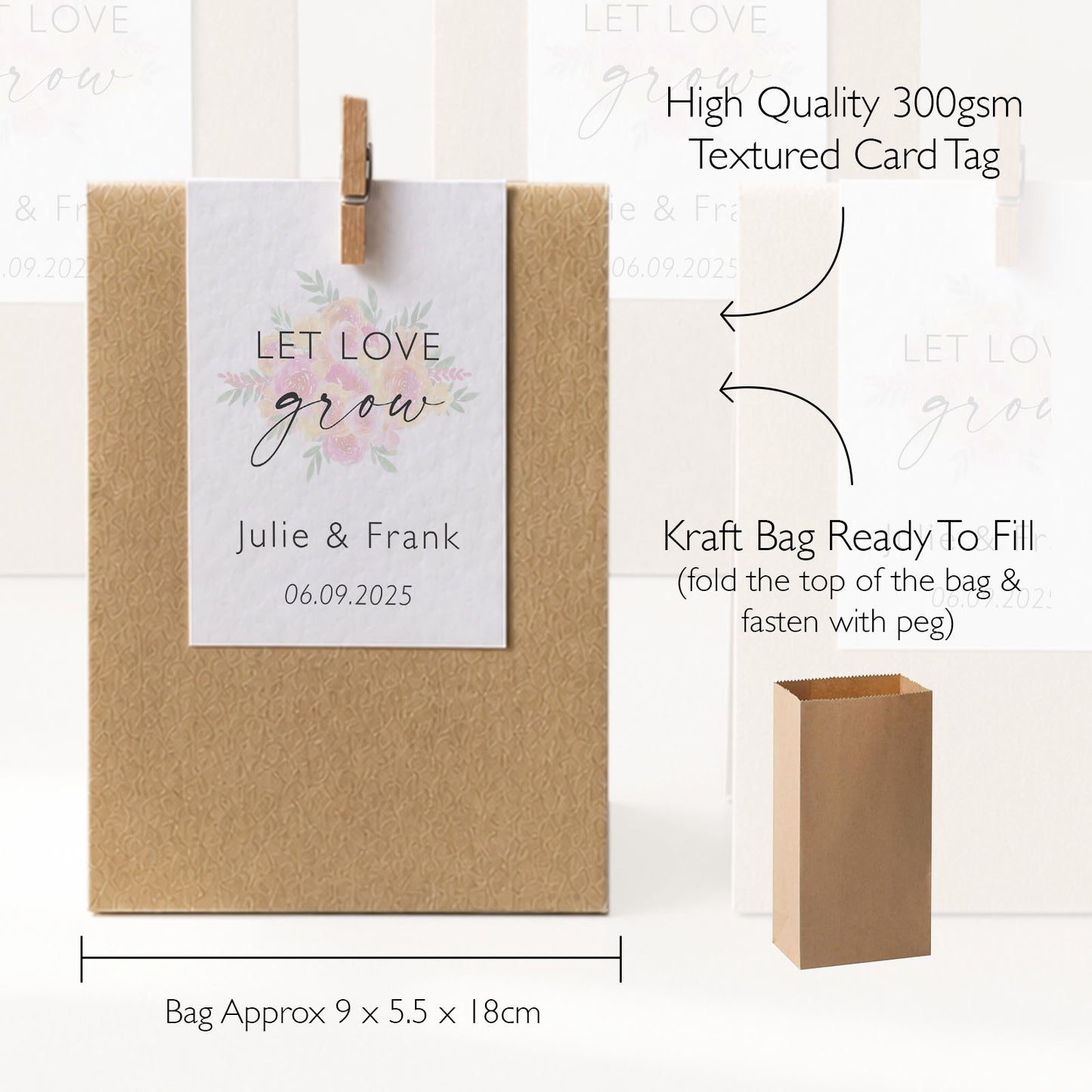 Let Love Grow Wedding Favour Bags Eco Friendly Wedding Favour Bags WildFlower Seeds Wedding Wedding Favor Bags Let Love Grow