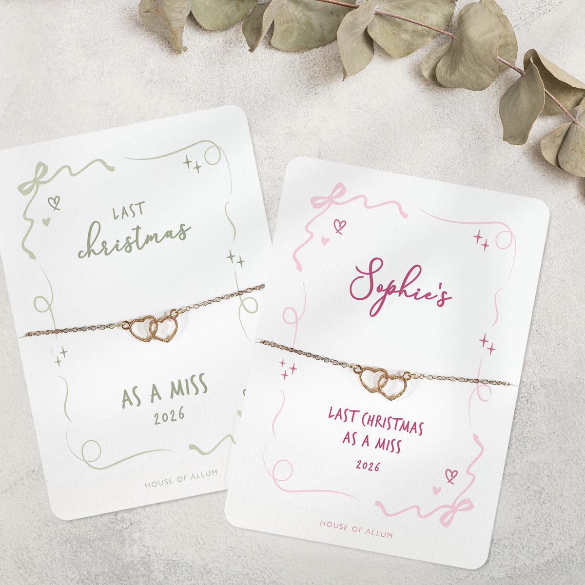 Last Christmas as a Miss Gift Set Personalised Bride to Be Gift Engagement Gift Christmas Bauble & Bracelet