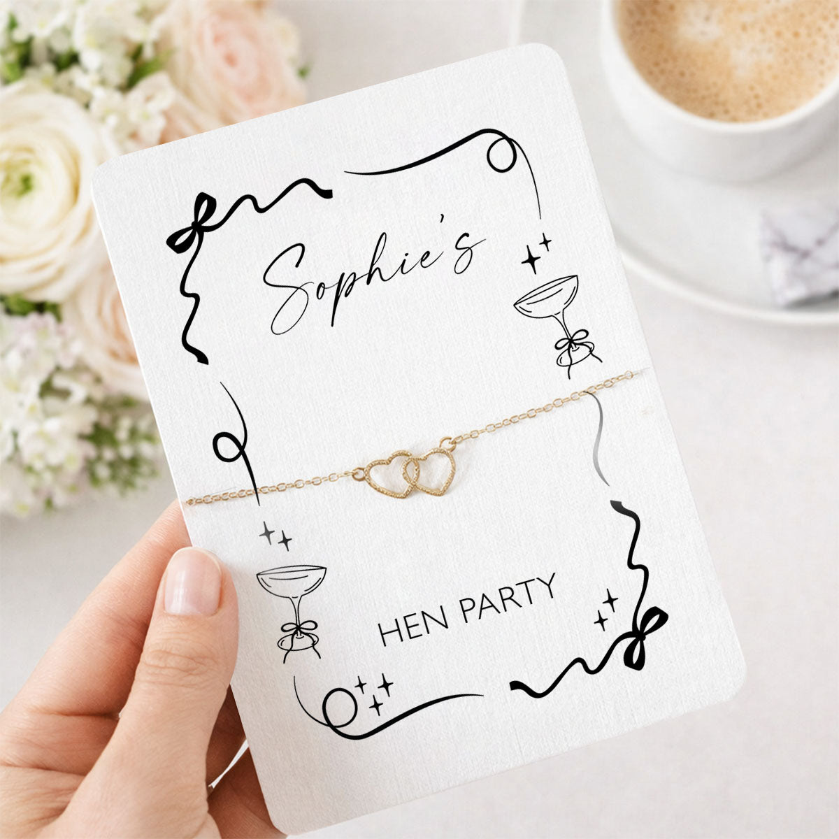 Pearls & Prosecco Hen Party Bracelet Favour Personalised Hen Party Favour Prosecco Themed Hen Do Bracelet Hen Party Bag Fillers