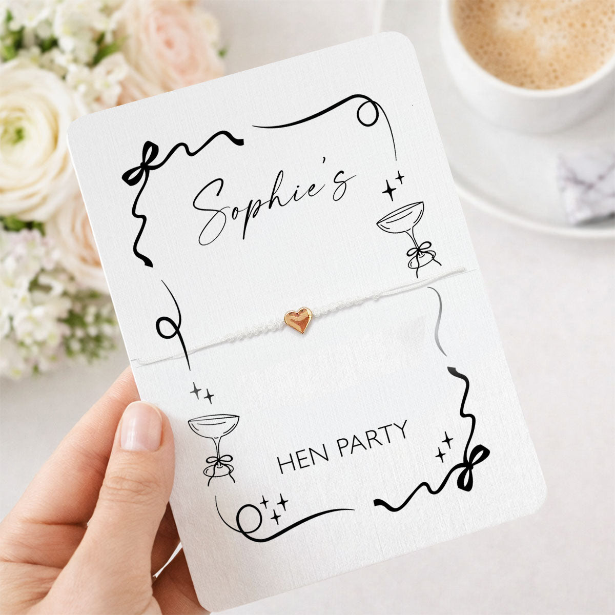 Pearls & Prosecco Hen Party Bracelet Favour Personalised Hen Party Favour Prosecco Themed Hen Do Bracelet Hen Party Bag Fillers