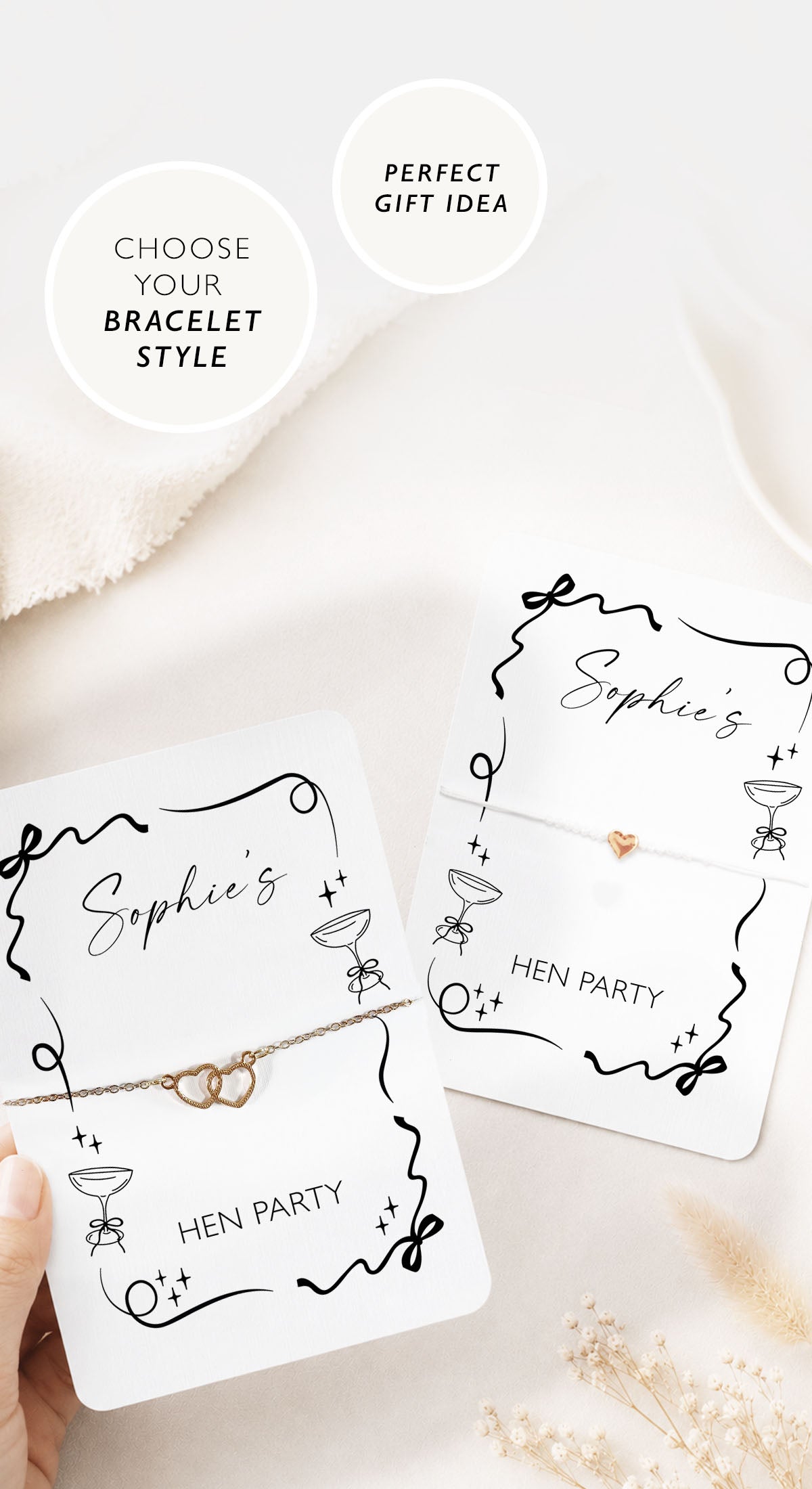 Pearls & Prosecco Hen Party Bracelet Favour Personalised Hen Party Favour Prosecco Themed Hen Do Bracelet Hen Party Bag Fillers