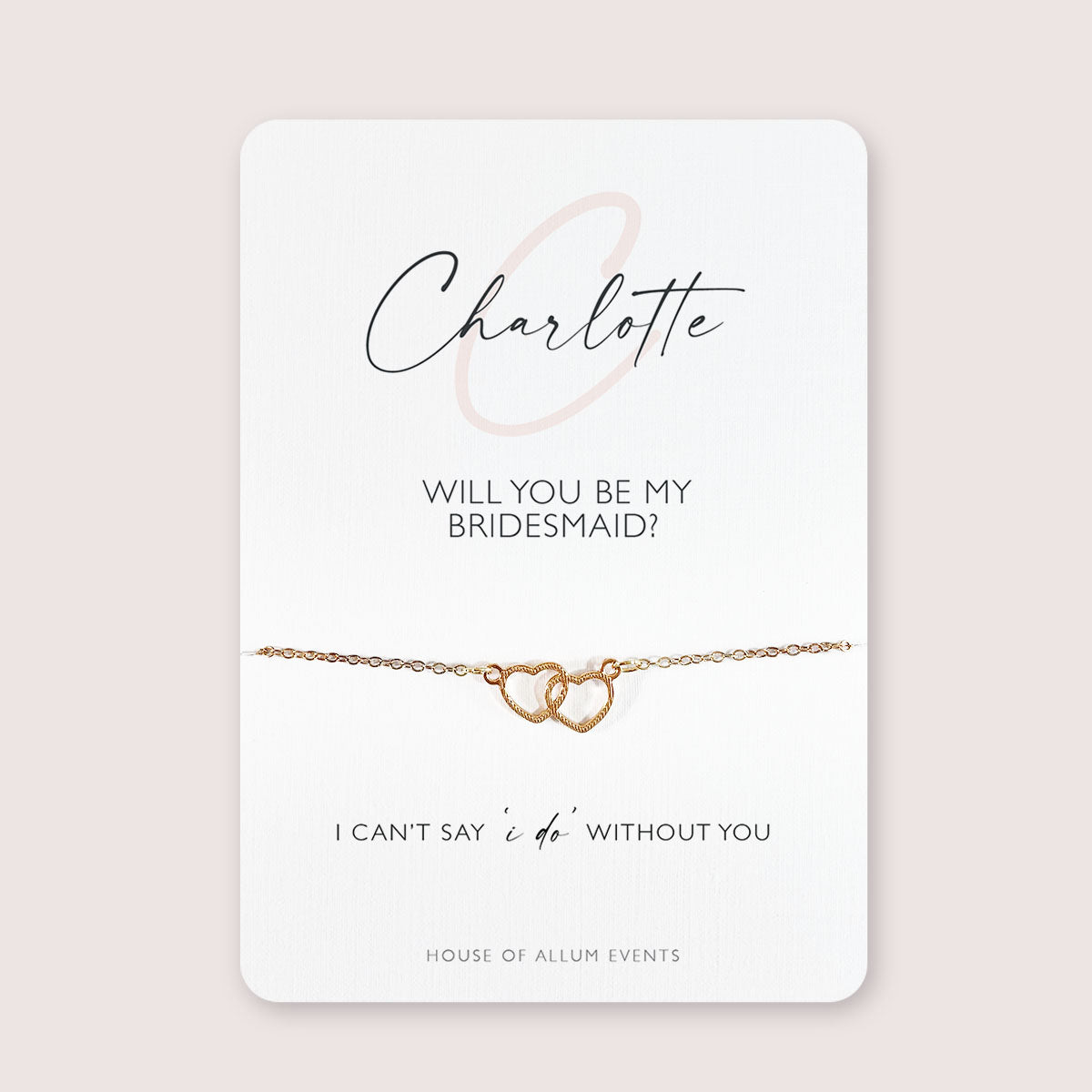 Bridesmaid Proposal Bracelet Personalised | Will You Be My Bridesmaid Gift | Personalised Gold Bridesmaid Jewellery | Pink