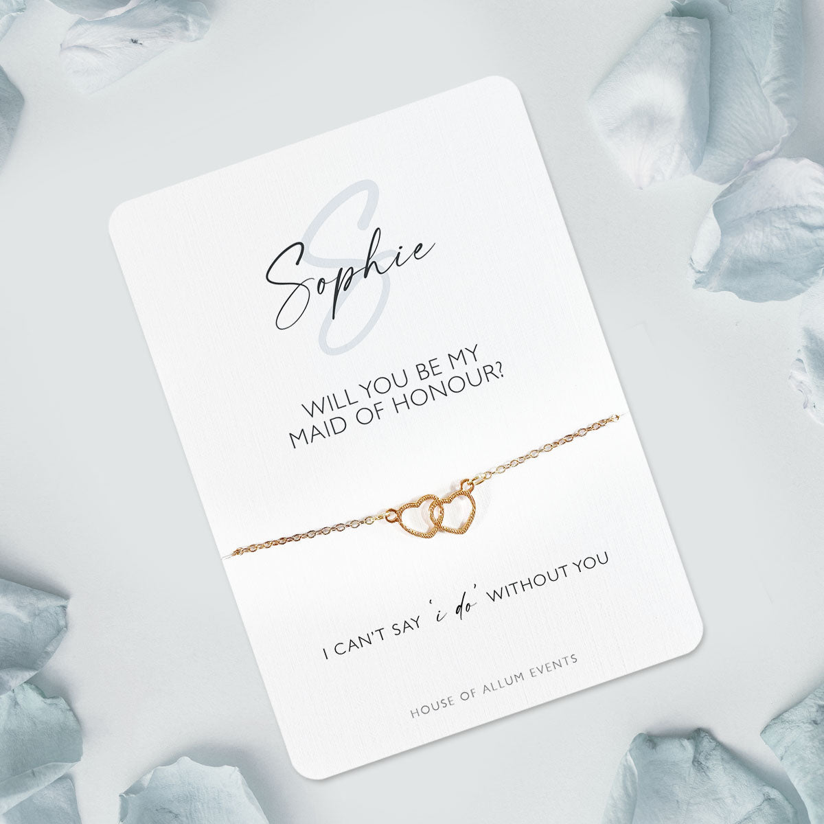 Bridesmaid Proposal Bracelet Personalised | Will You Be My Bridesmaid Gift | Personalised Gold Bridesmaid Jewellery | Blue