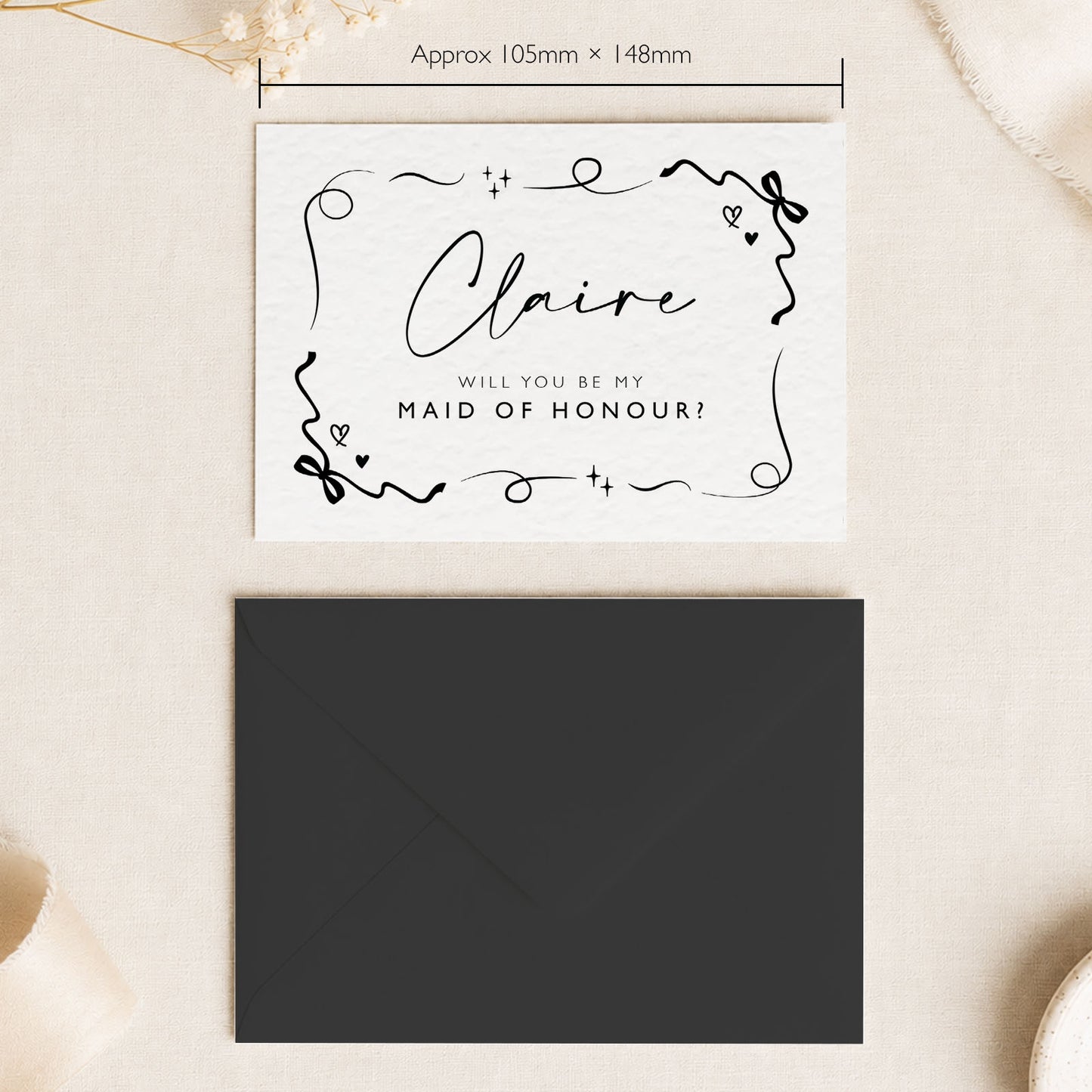 Bow Bridesmaid Proposal Card Black and White Bridesmaid Proposal Postcard Will You Be My Bridesmaid Card Bridesmaid Proposal Gift