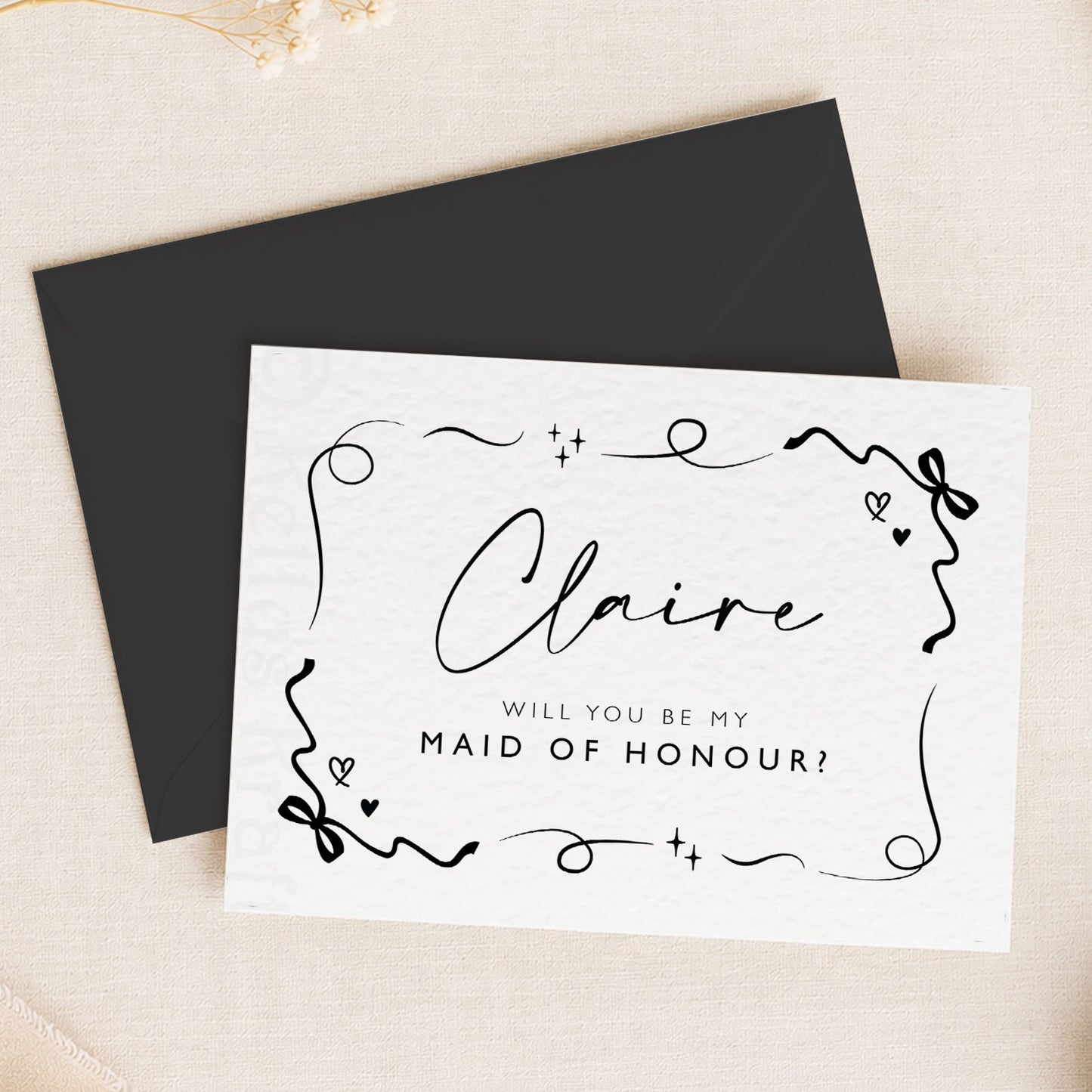 Bow Bridesmaid Proposal Card Black and White Bridesmaid Proposal Postcard Will You Be My Bridesmaid Card Bridesmaid Proposal Gift