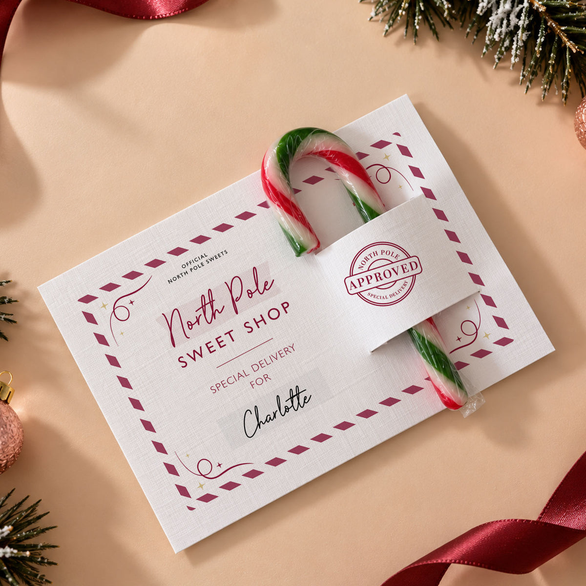Personalised Christmas Eve Box Filler – Candy Cane Card