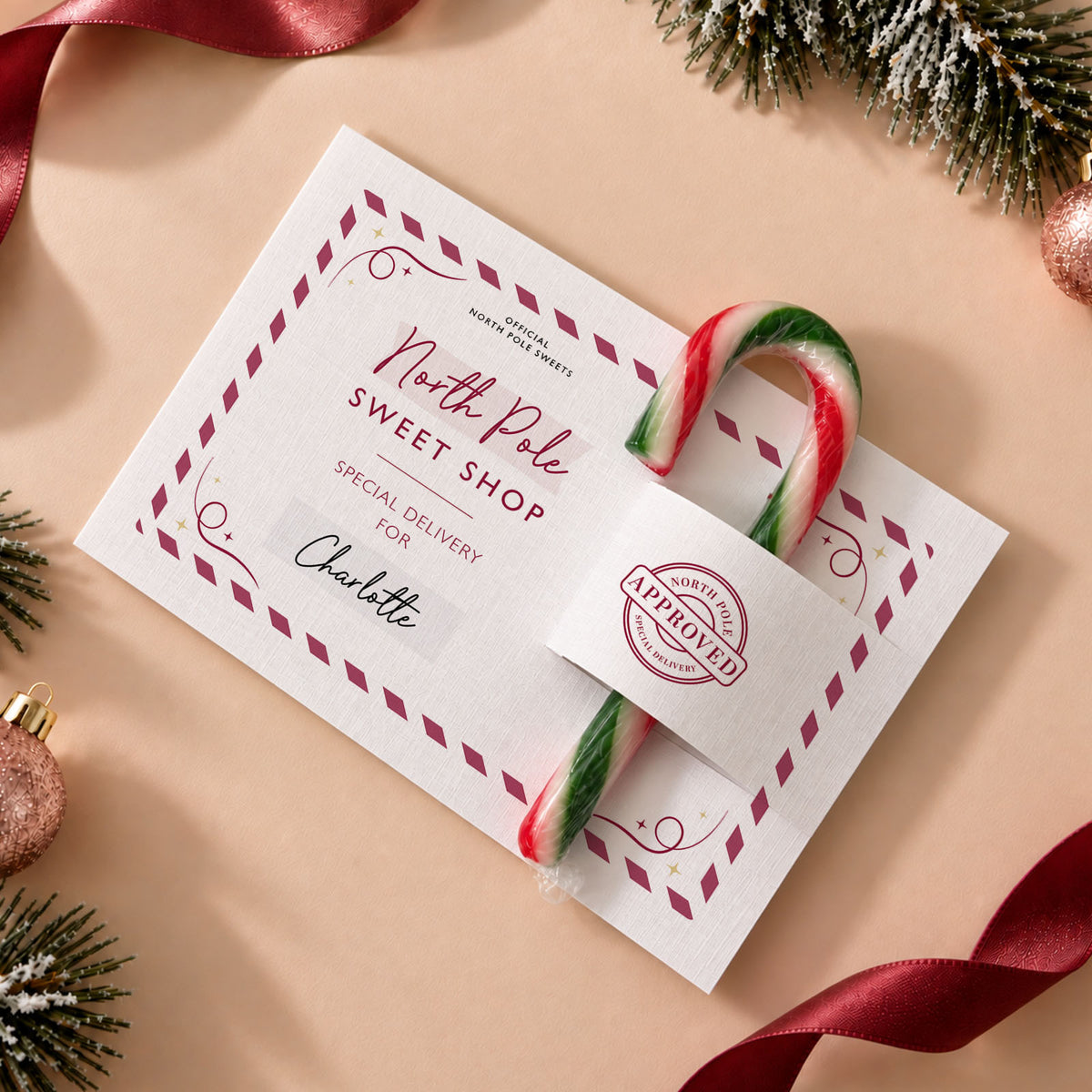Personalised Christmas Eve Box Filler – Candy Cane Card