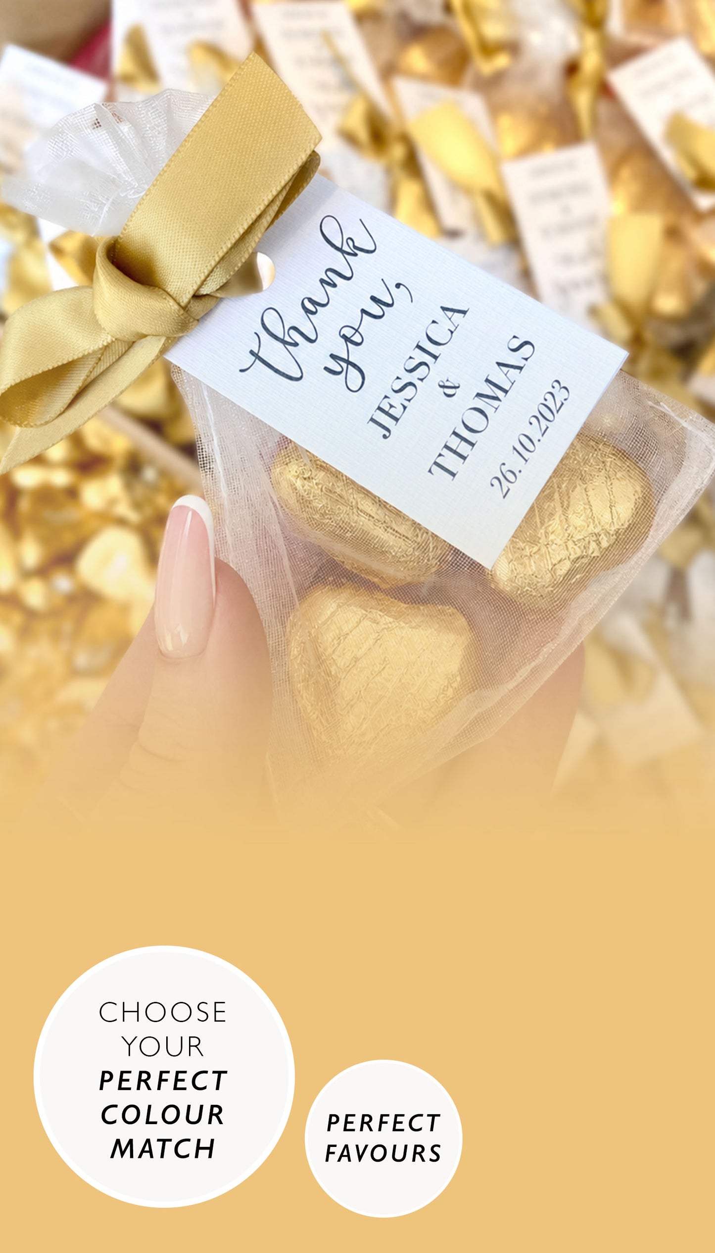 Heart Chocolate Favour Bag, Tag & Ribbon Wedding Favours