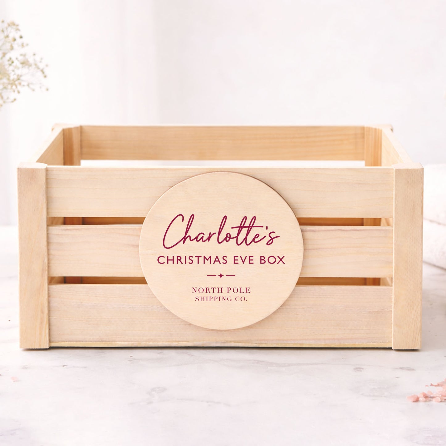 Christmas Eve Box Wooden Gift Crate Personalised Custom Name Keepsake Box for Kids Family Christmas Tradition Box For Night Before Christmas