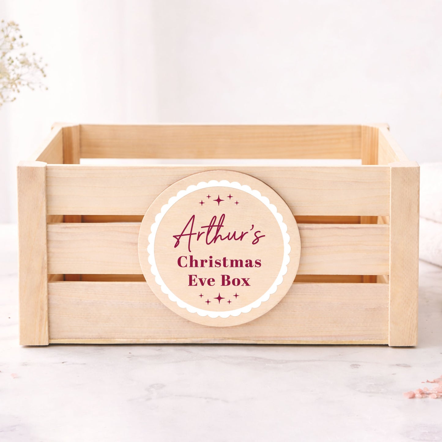 Personalised Christmas Eve Box Wooden Gift Crate Custom Name Keepsake Box for Kids Family Christmas Tradition Box For Night Before Christmas