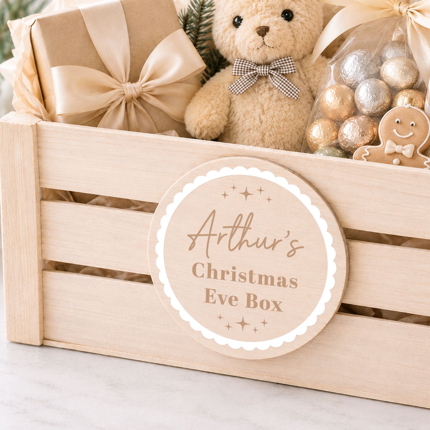 Personalised Christmas Eve Box Wooden Gift Crate Custom Name Keepsake Box for Kids Family Christmas Tradition Box For Night Before Christmas