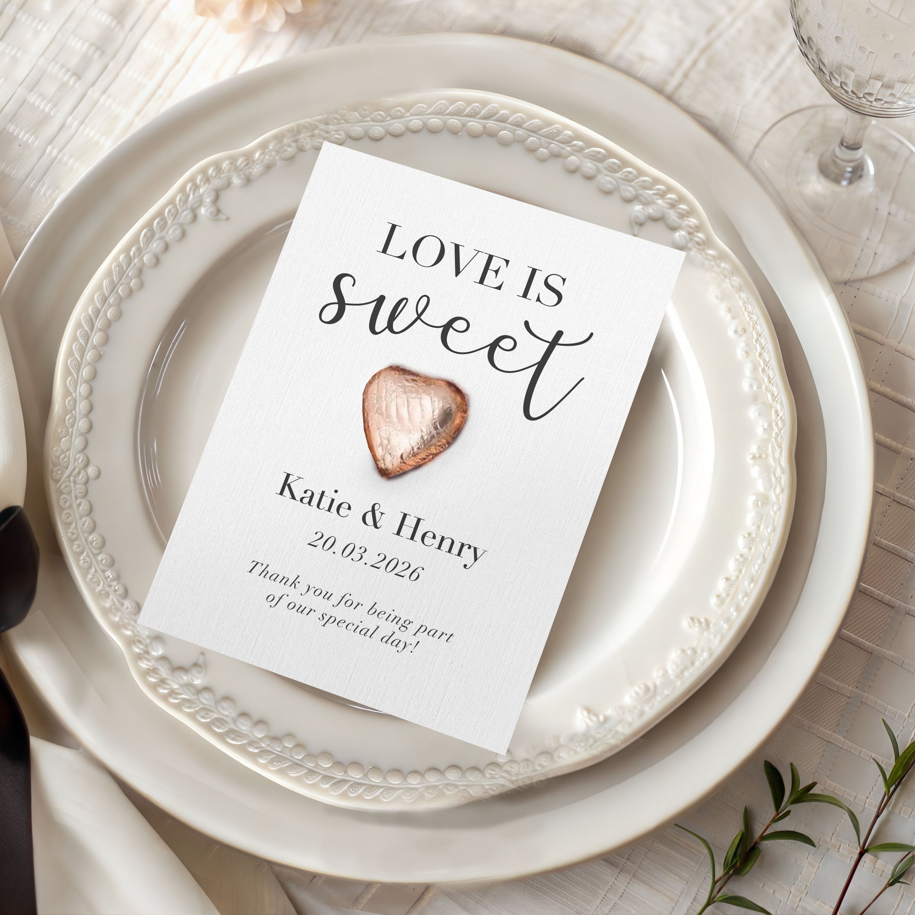 Personalised Wedding Favours Chocolate Heart | Custom Thank You Guest ...