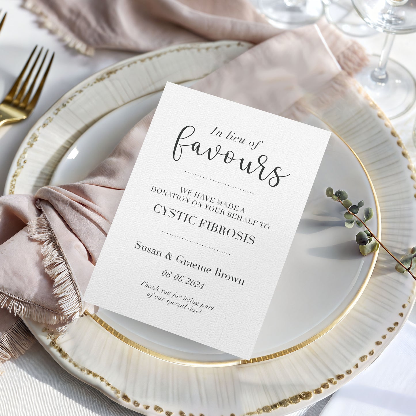 Charity In Lieu Favour Card