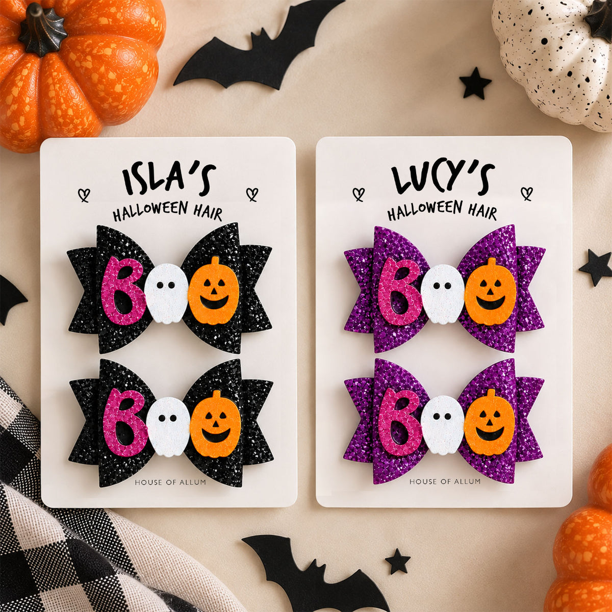 Halloween Hair Clips for Girls Glitter Hair Bows Boo Hair Clips Kids Halloween Accessories Trick or Treat Gift Small Halloween Gift