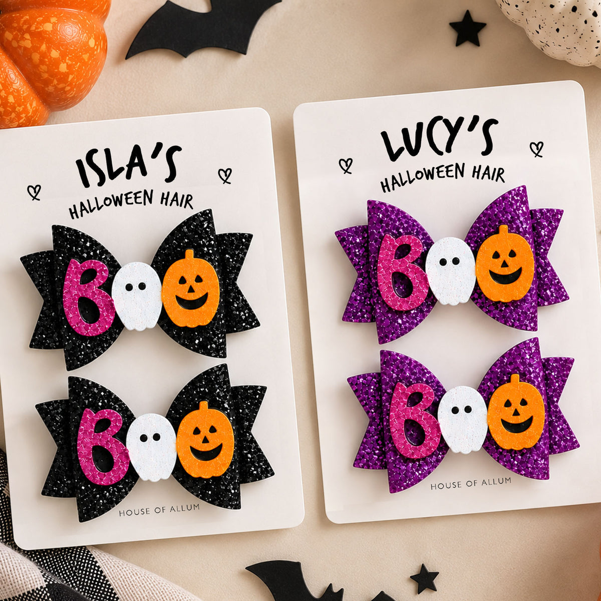 Halloween Hair Clips for Girls Glitter Hair Bows Boo Hair Clips Kids Halloween Accessories Trick or Treat Gift Small Halloween Gift