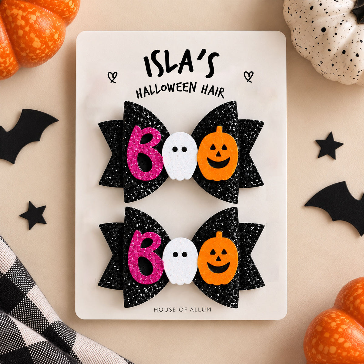 Halloween Hair Clips for Girls Glitter Hair Bows Boo Hair Clips Kids Halloween Accessories Trick or Treat Gift Small Halloween Gift