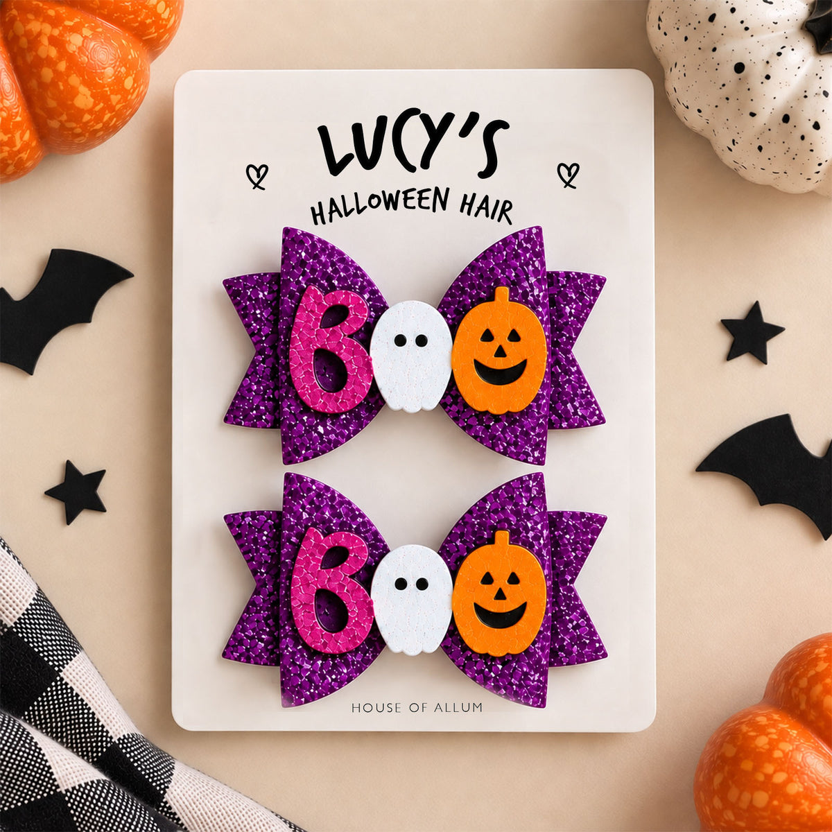 Halloween Hair Clips for Girls Glitter Hair Bows Boo Hair Clips Kids Halloween Accessories Trick or Treat Gift Small Halloween Gift