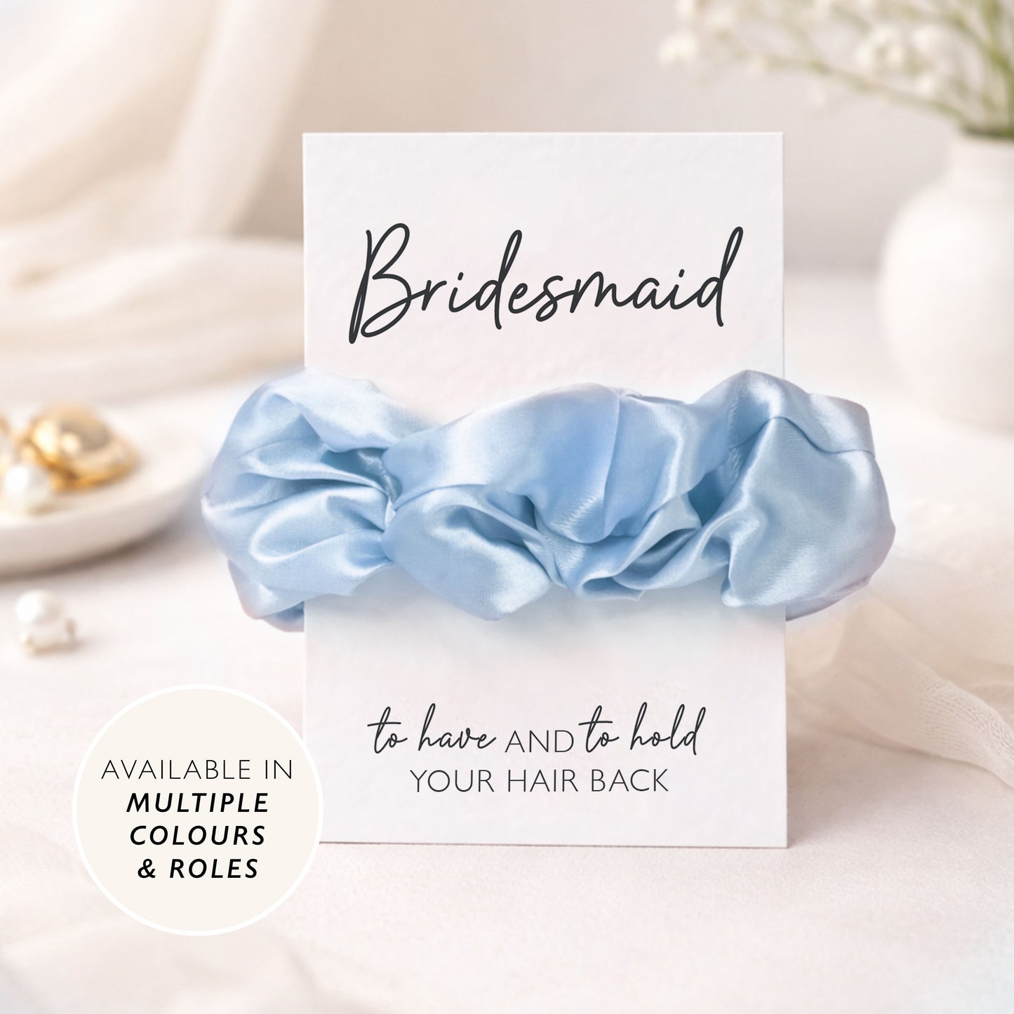 Blue Hen Do Scrunchie Favours Hen Party Bags and Gifts Personalised Hair Tie Favours for Bride Tribe & Bride Squad Hen Party Idea
