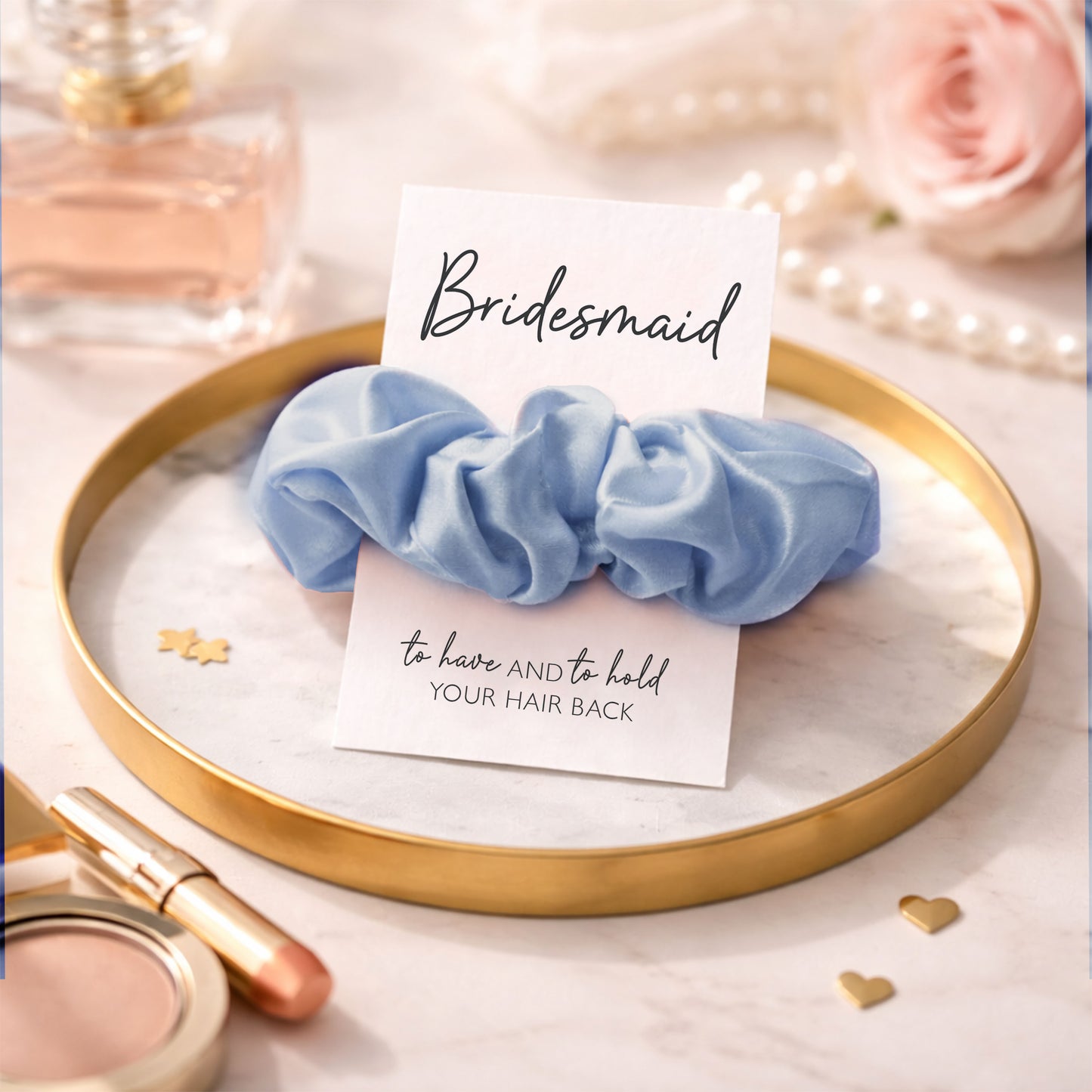 Blue Satin Hen Party Hair Scrunchies