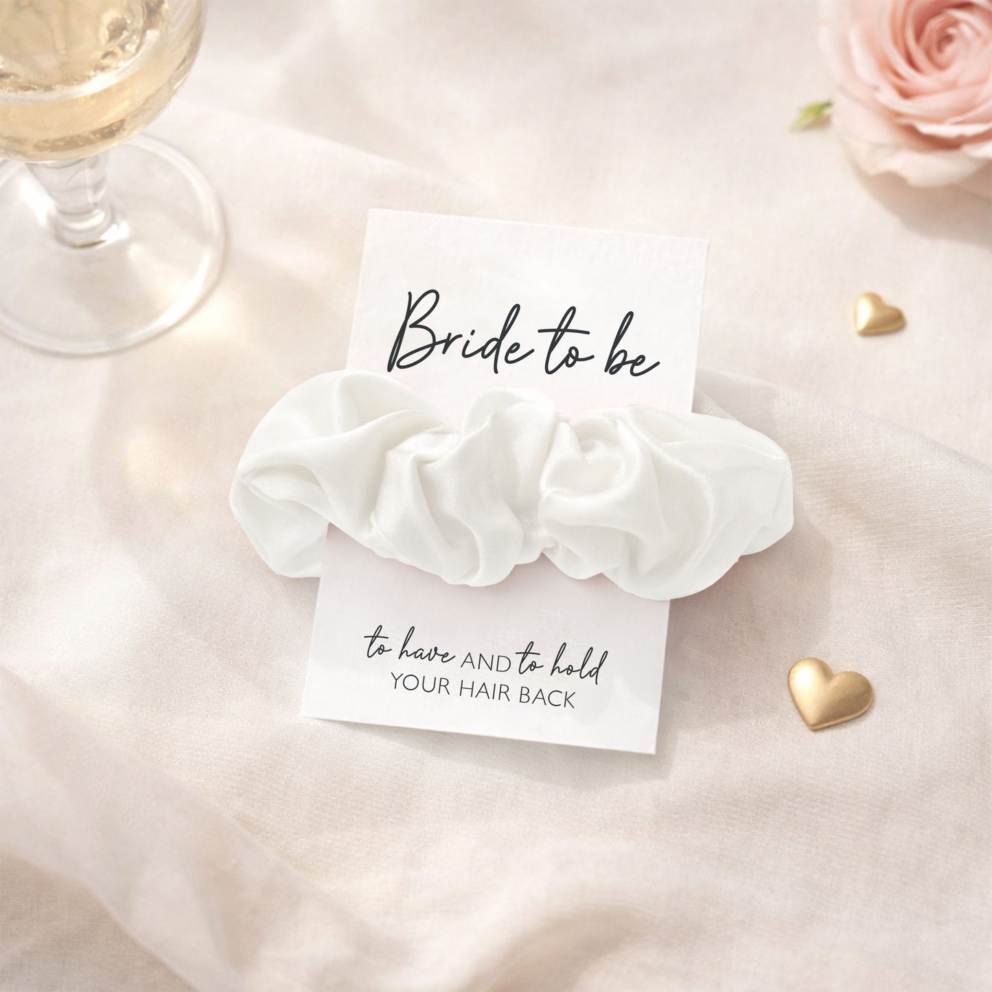 Champagne Rose Gold Satin Hen Party Hair Scrunchies