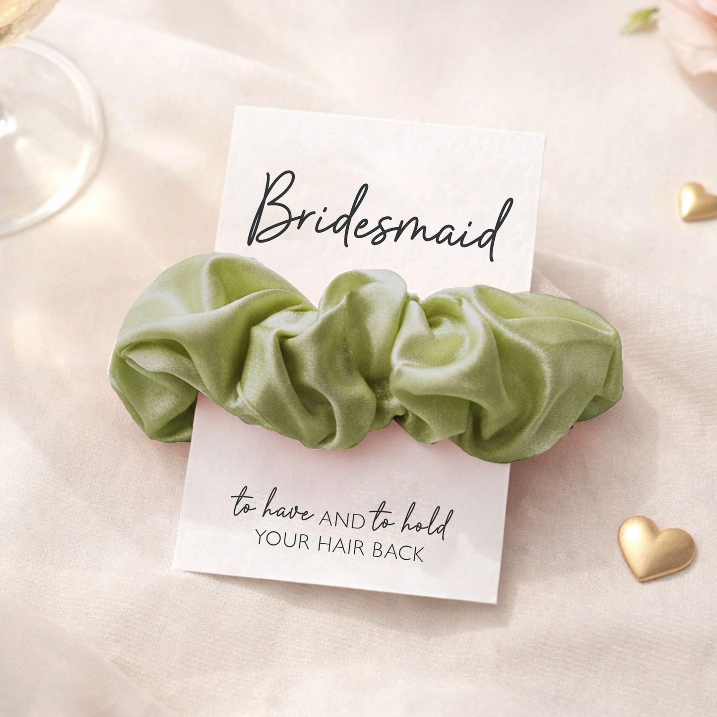 Sage Green Satin Hen Party Hair Scrunchies