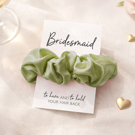 Sage Green Satin Hen Party Hair Scrunchies
