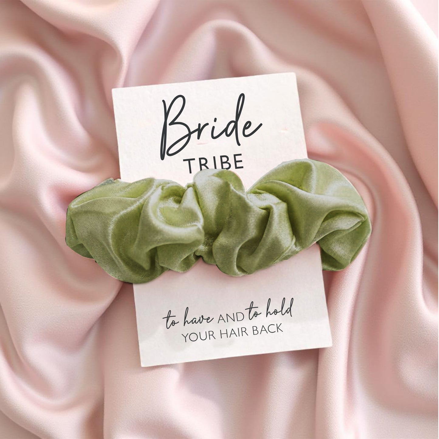 Sage Green Satin Hen Party Hair Scrunchies