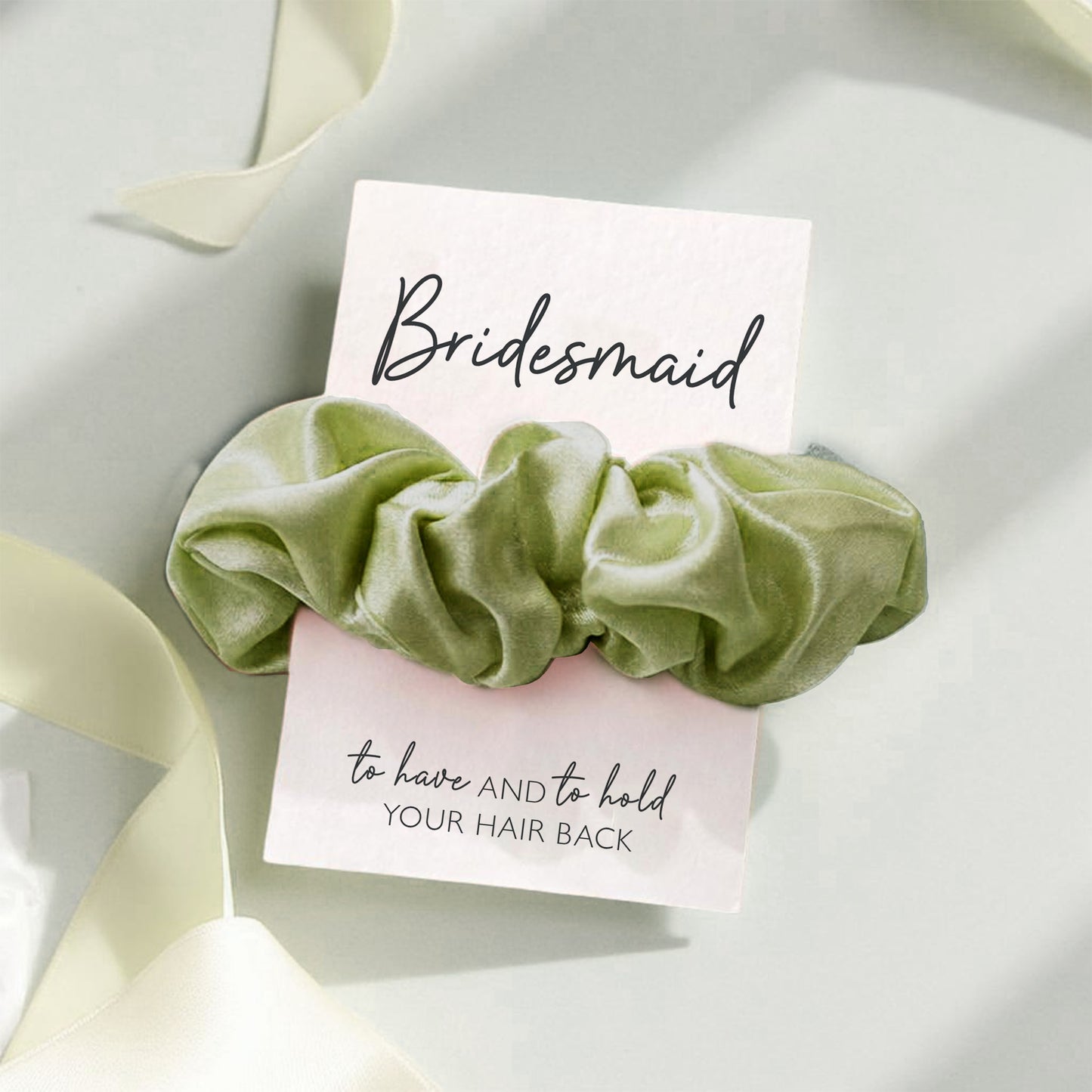 Sage Green Satin Hen Party Hair Scrunchies