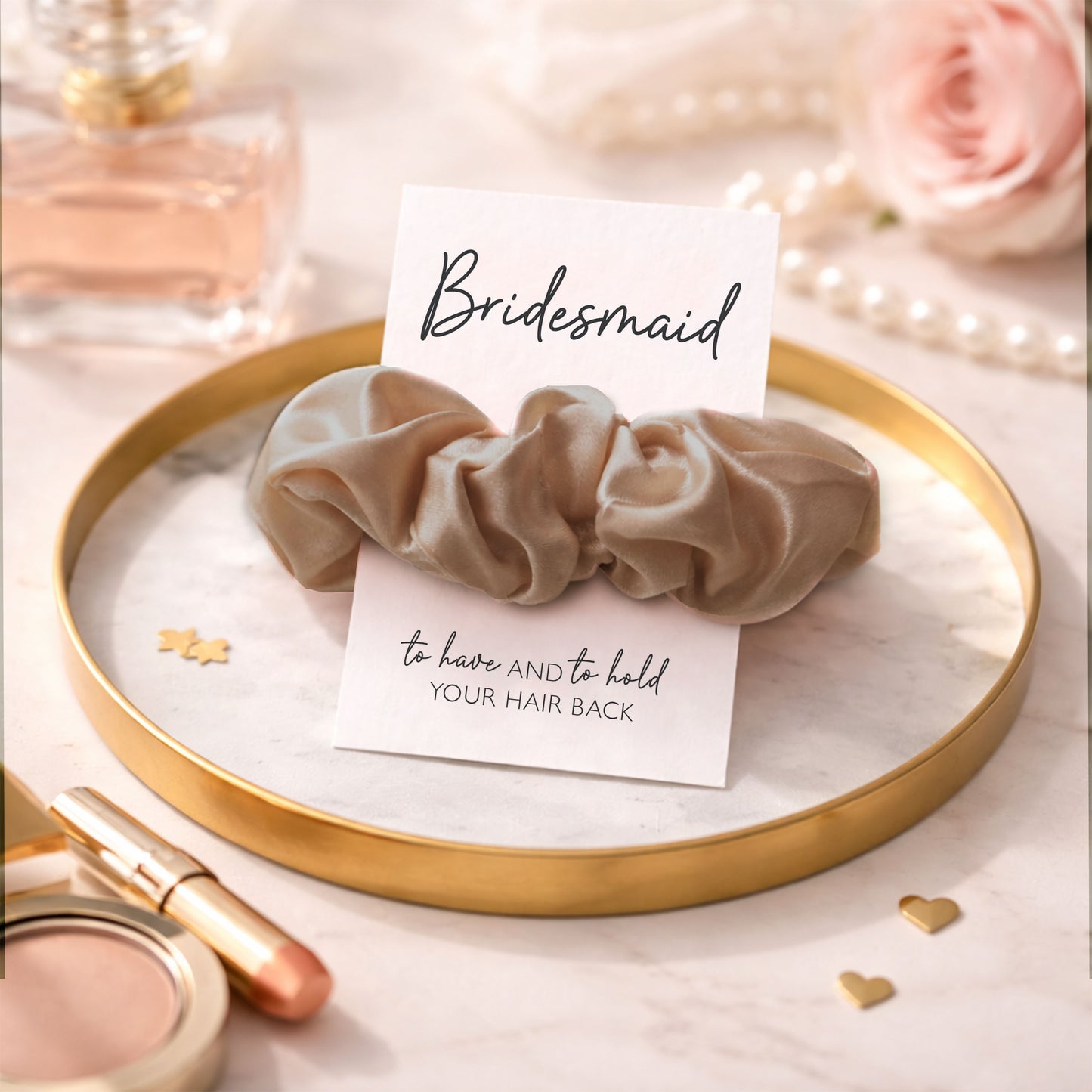 Mocha Satin Hen Party Hair Scrunchies