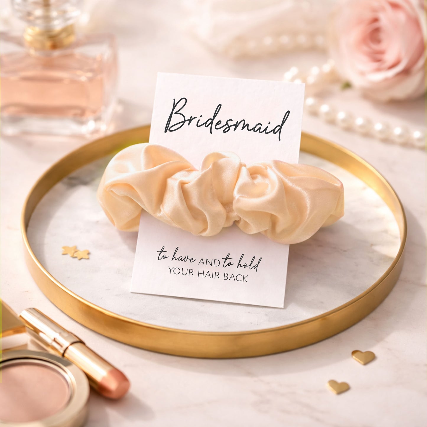 Peach Satin Hen Party Hair Scrunchies