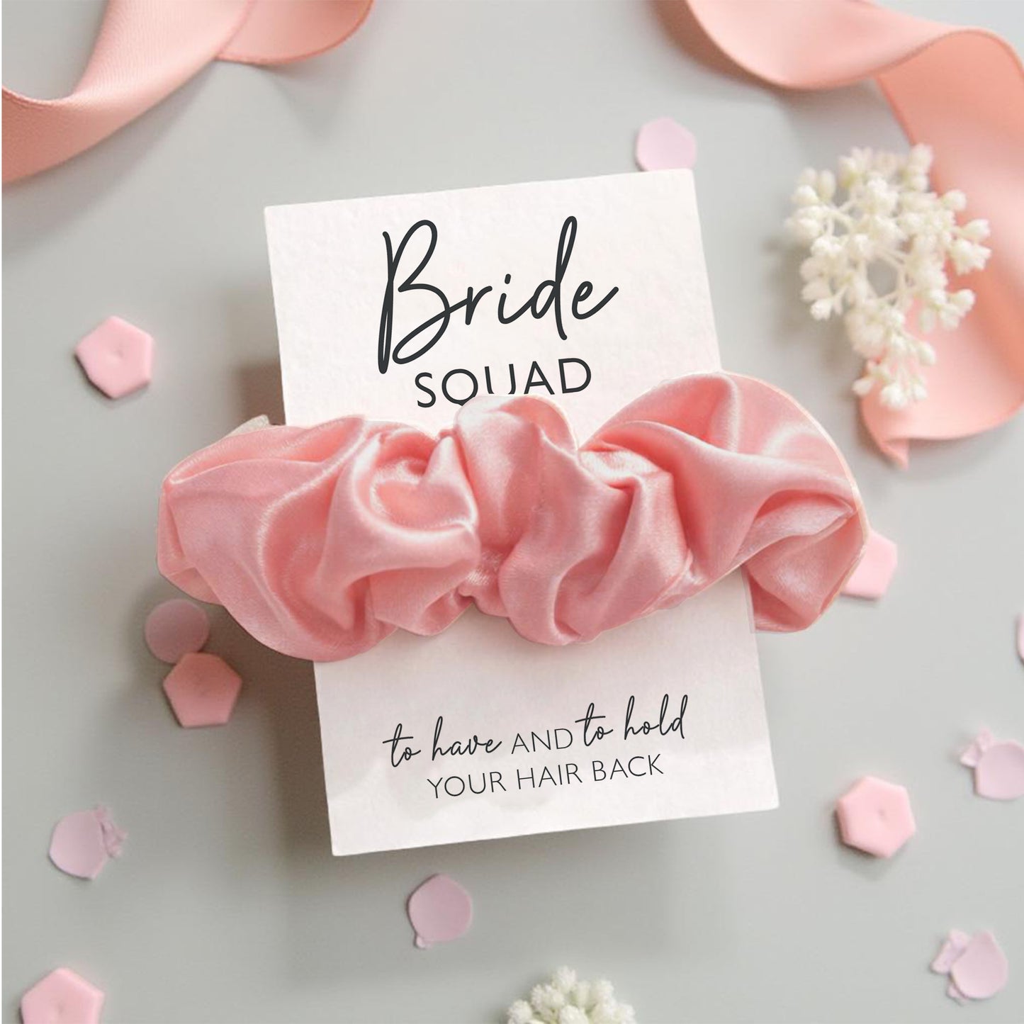 Pink Satin Hen Party Hair Scrunchies