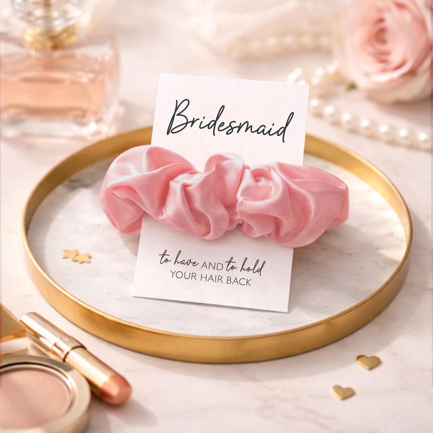 Pink Satin Hen Party Hair Scrunchies